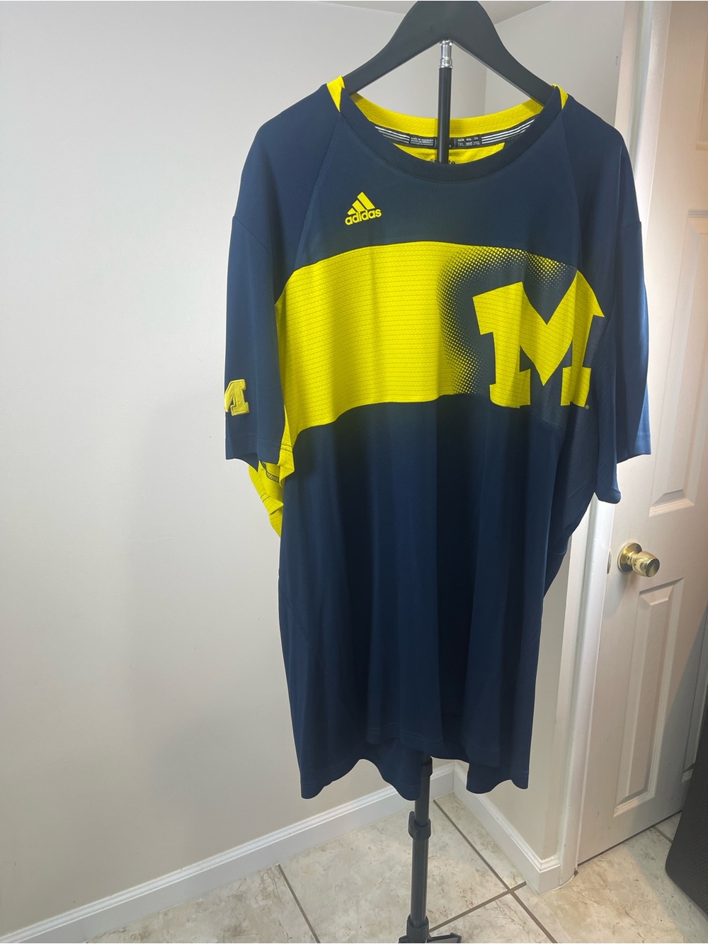 adidas Navy and Maize Athletic Crew Tee